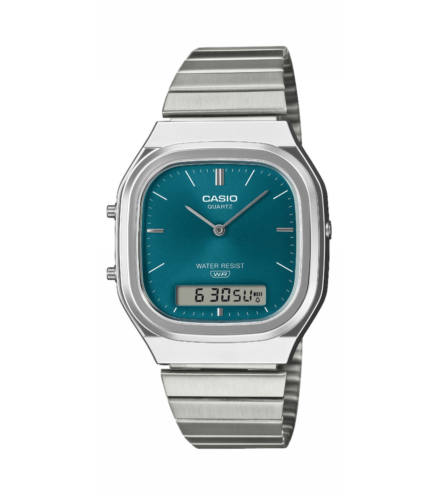 Front view with bag zipped and handles upright.