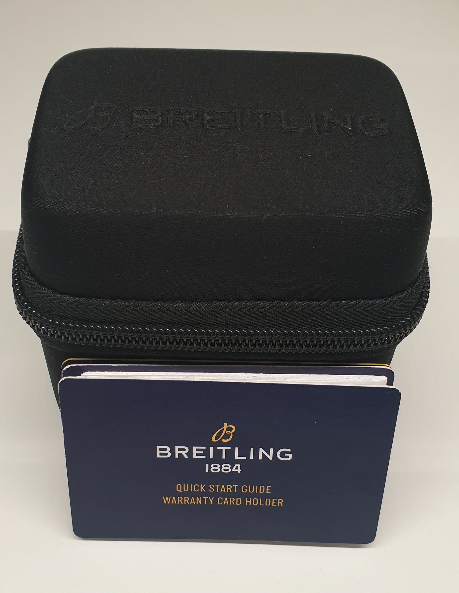 Front view with bag zipped and handles upright.