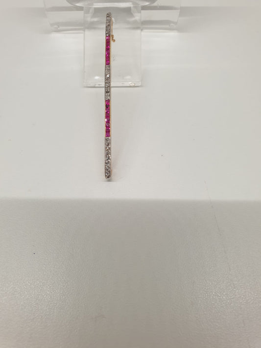 750er Gold und Platin Diamanten Vintage Brosche