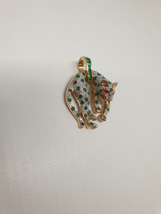 750 Gold Panther Anhänger & Brosche