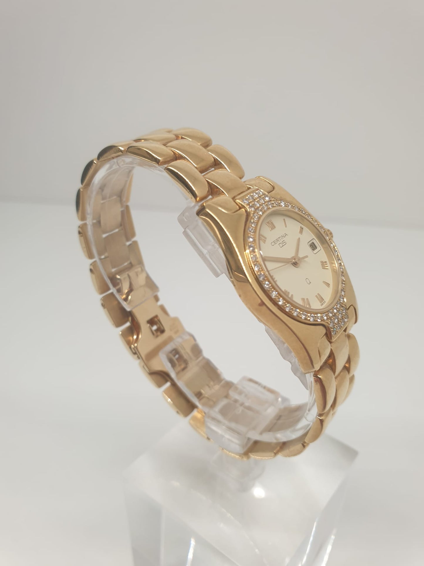 Certina-14 Karat Gold-Diamanten Quarz Uhr