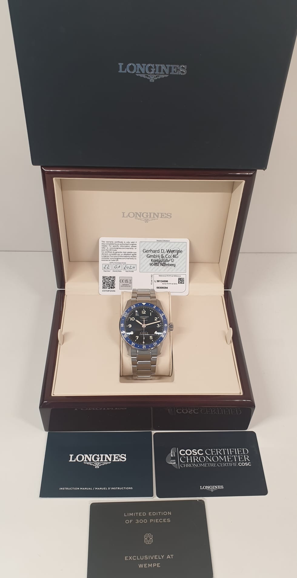 Longines Spirit Zulu Time-Wempe Edition limitiert auf 300 Stück Refnr: L0110194
